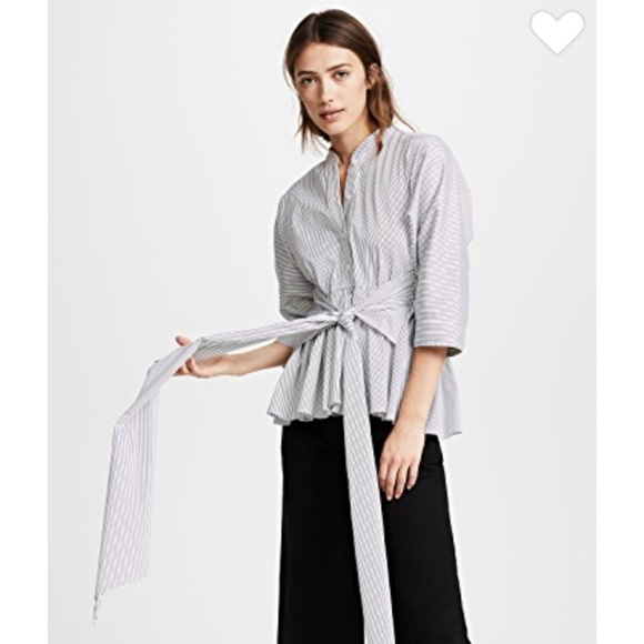 NWOT Tome Striped Peplum Shirt - Picture 2 of 15